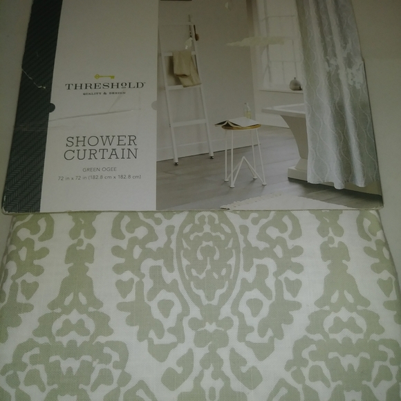 Threshold Bath New Green Ogee 0 Cotton Fabric Shower Curtain Poshmark